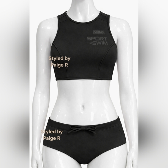 SKIMS Other - 💕NWT SKIMS Sporty Scuba Wetsuit Swim Top + Hipster Swimsuit Set Black ONYX 3X